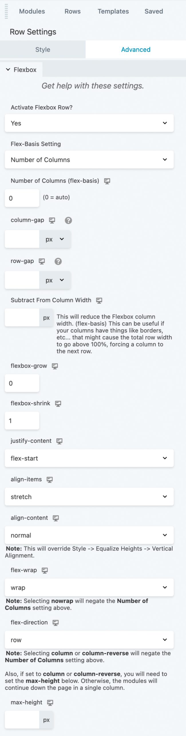 Flexbox Container Options